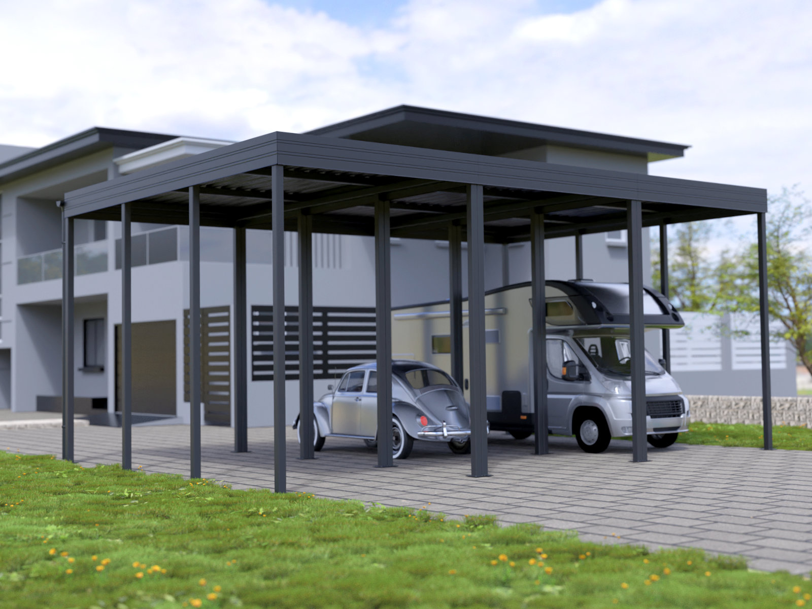 Carport konfiguriert durch Carport-Konfigurator mit Sondermaßen für Wohnmobil